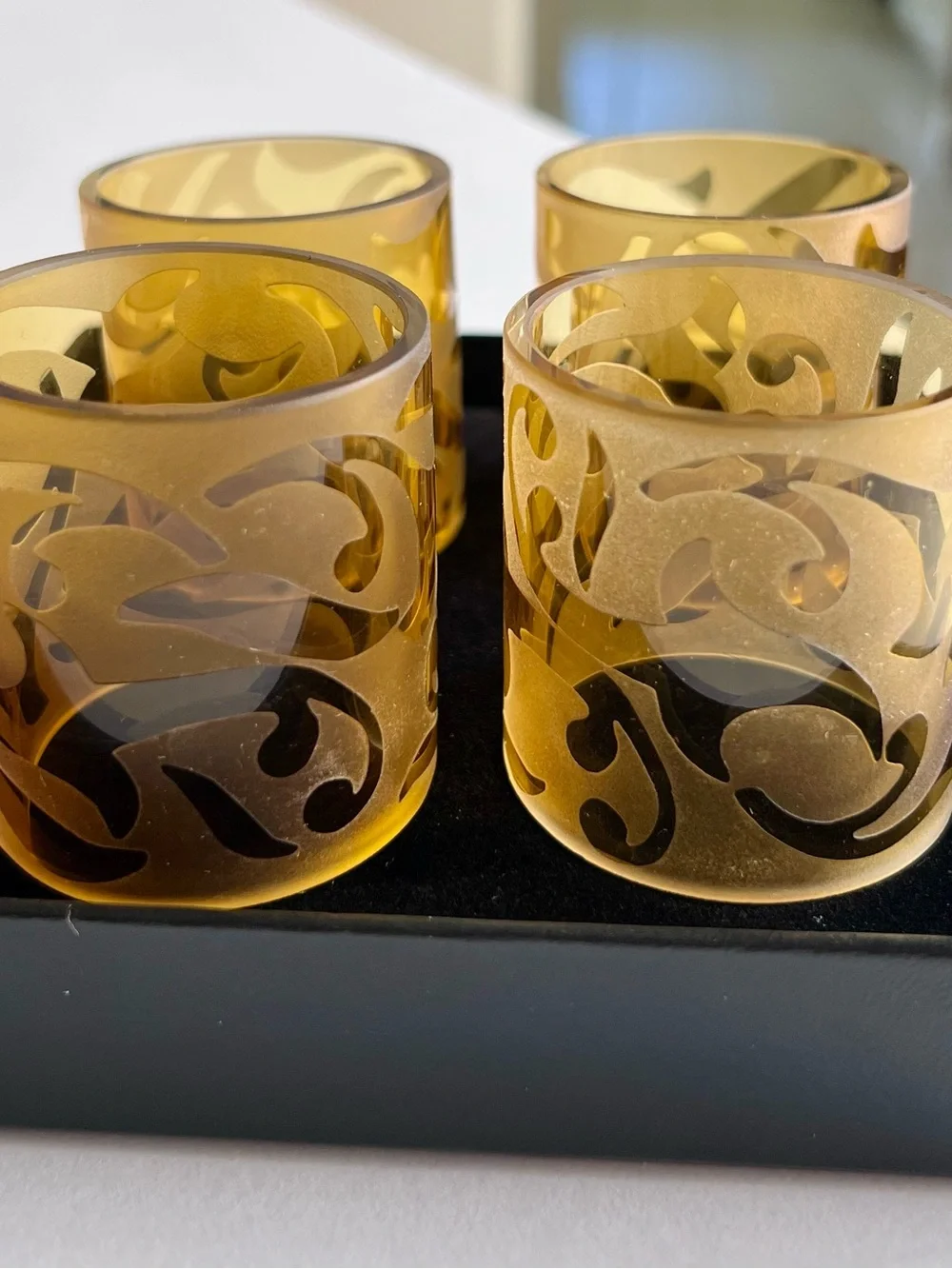 Amber Etched Glass Tumbler Set - 4-Pack